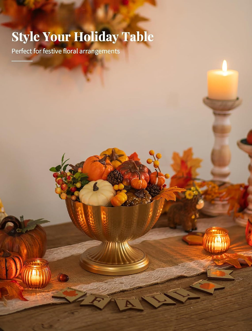 Gold Compote Vase Centerpiece