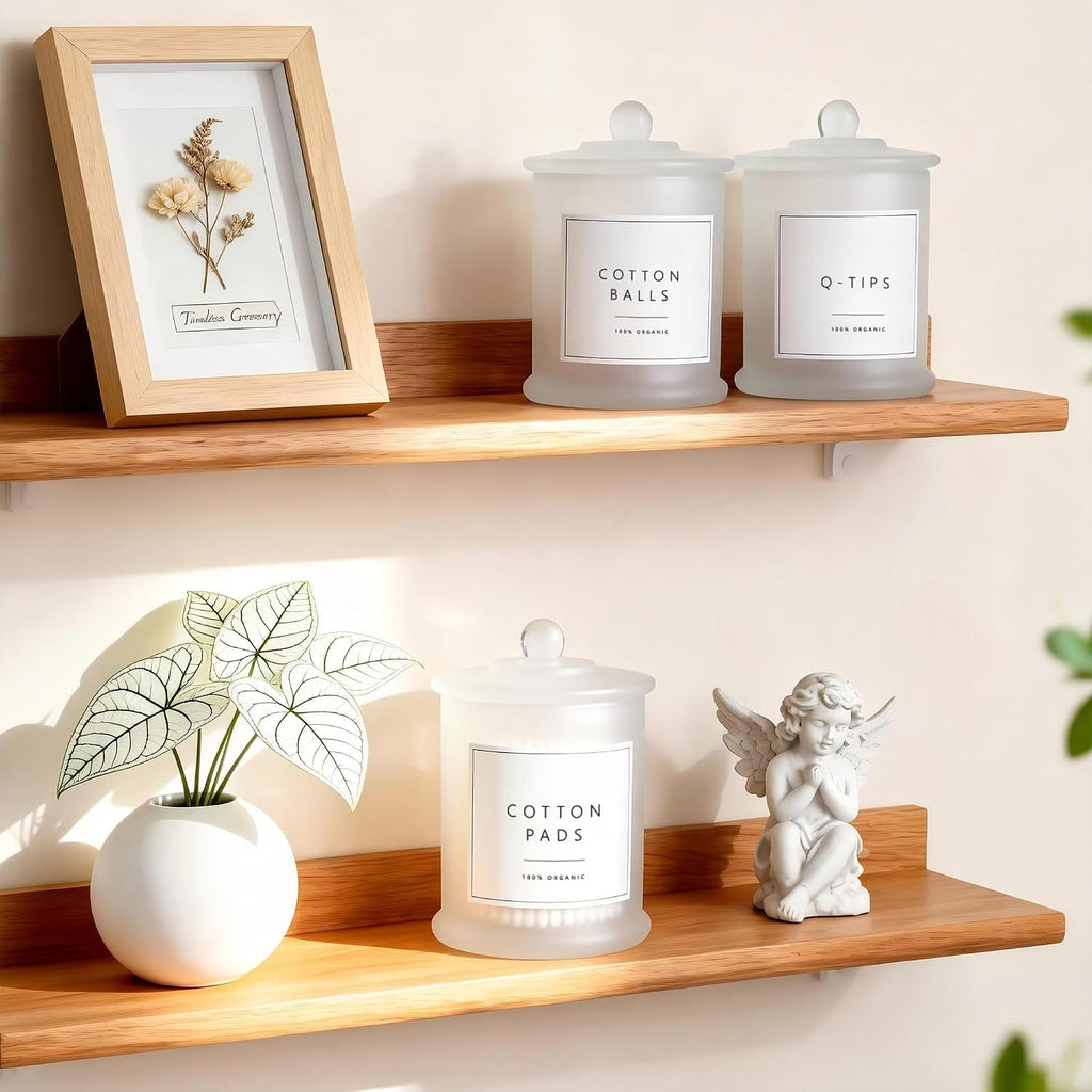 3‑Pack Frosted White Glass Bathroom Jars