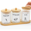 3Pack Frosted Glass Bathroom Jars with Bamboo Tray