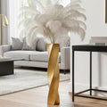 23.6" Matte Square Twist Tall Gold Floor Vase