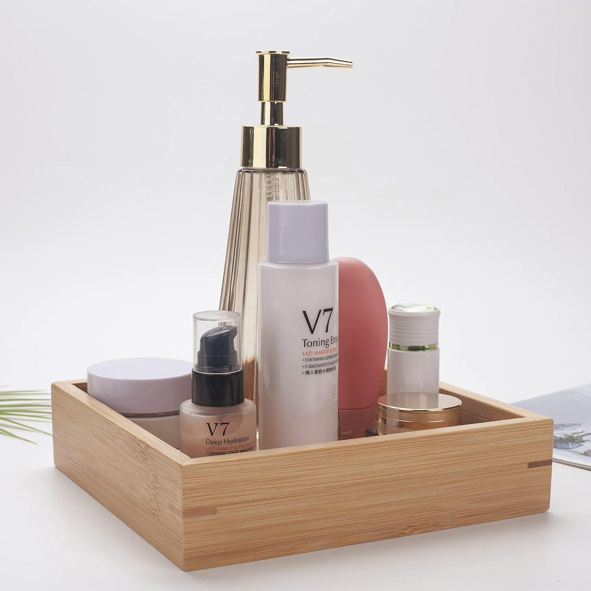 3‑Pack Shallow Bamboo Countertop Storage Tray