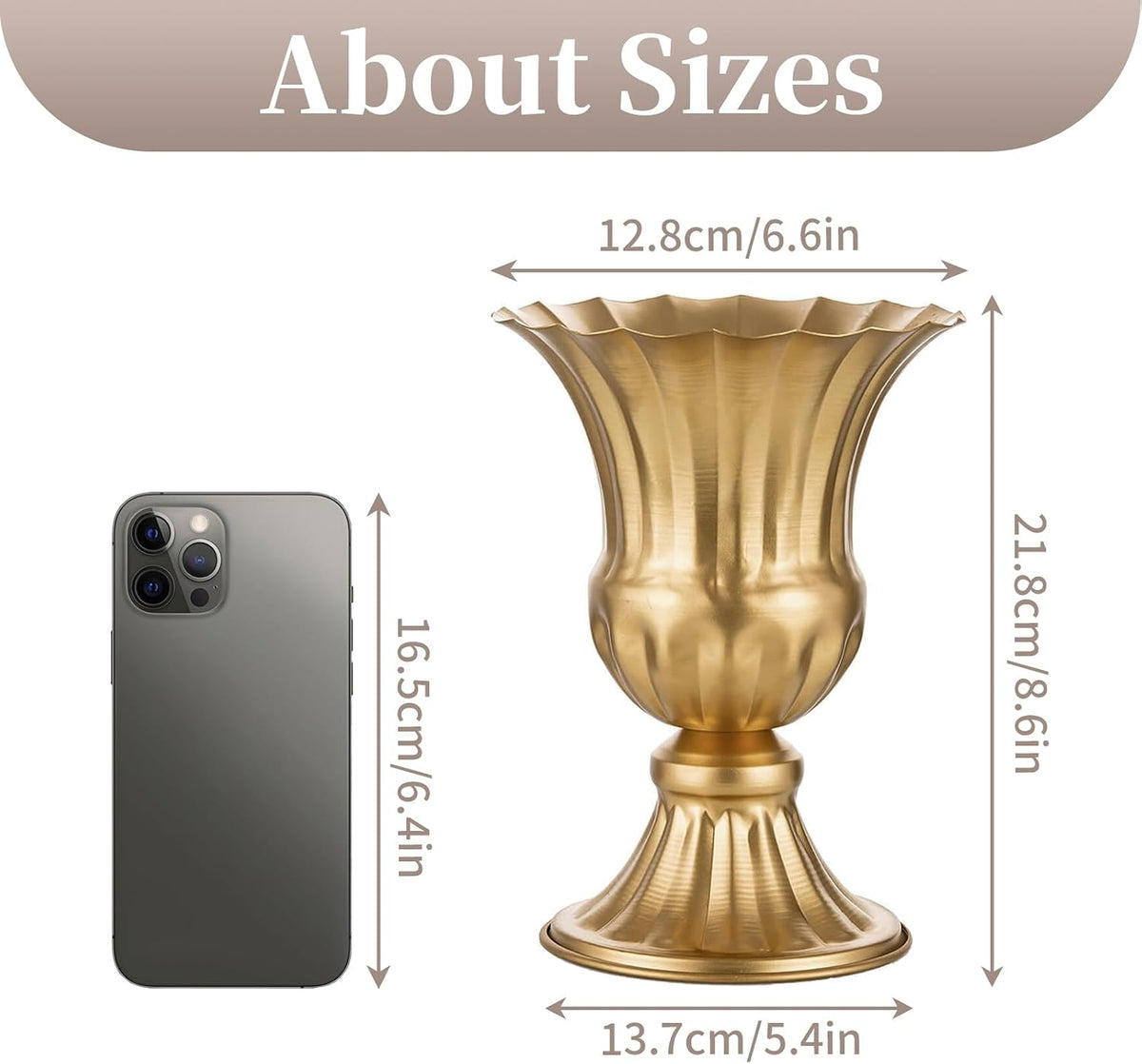 2‑Pcs Gold Metal Centerpiece Vases