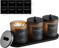 3 Pack Amber Glass Bathroom Jars with Tray