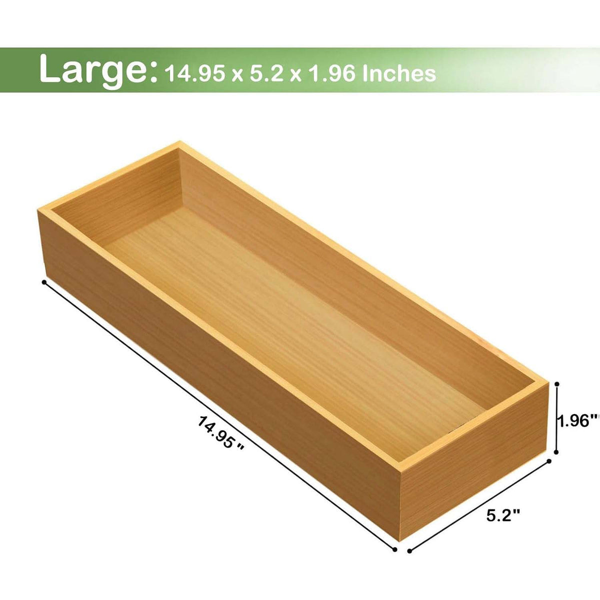 2‑Pack Stackable Bamboo Silverware Drawer Organizer