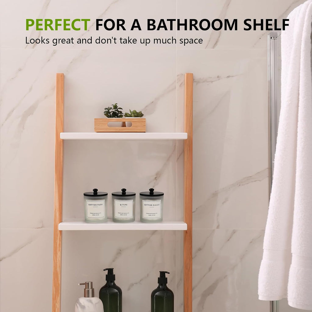 3 Pack Black Glass Bathroom Jars with Tray
