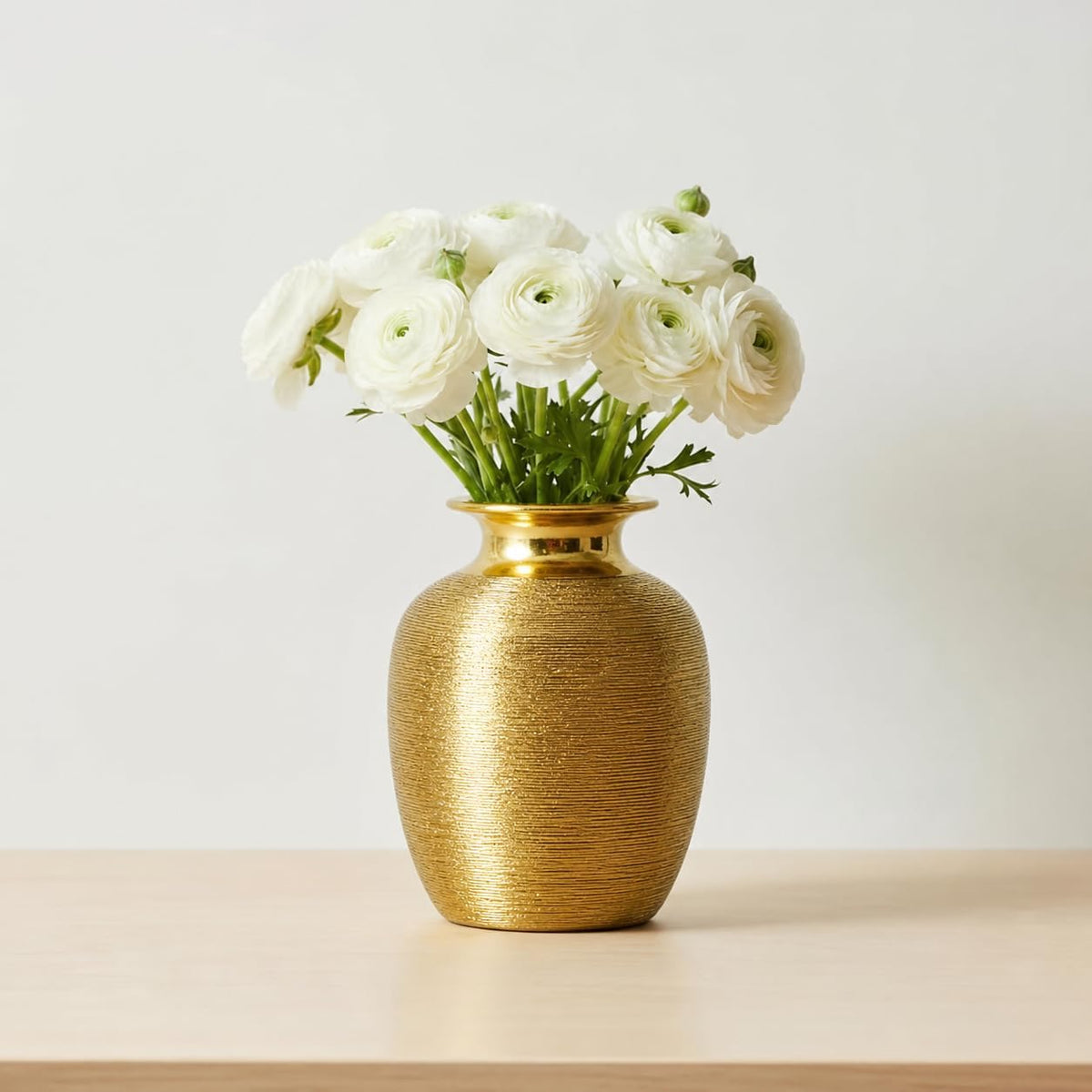 7‑Inch Textured Gold Ceramic Decorative Vase