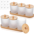 6‑Pack White Glass Bathroom Jars with Bamboo Tray