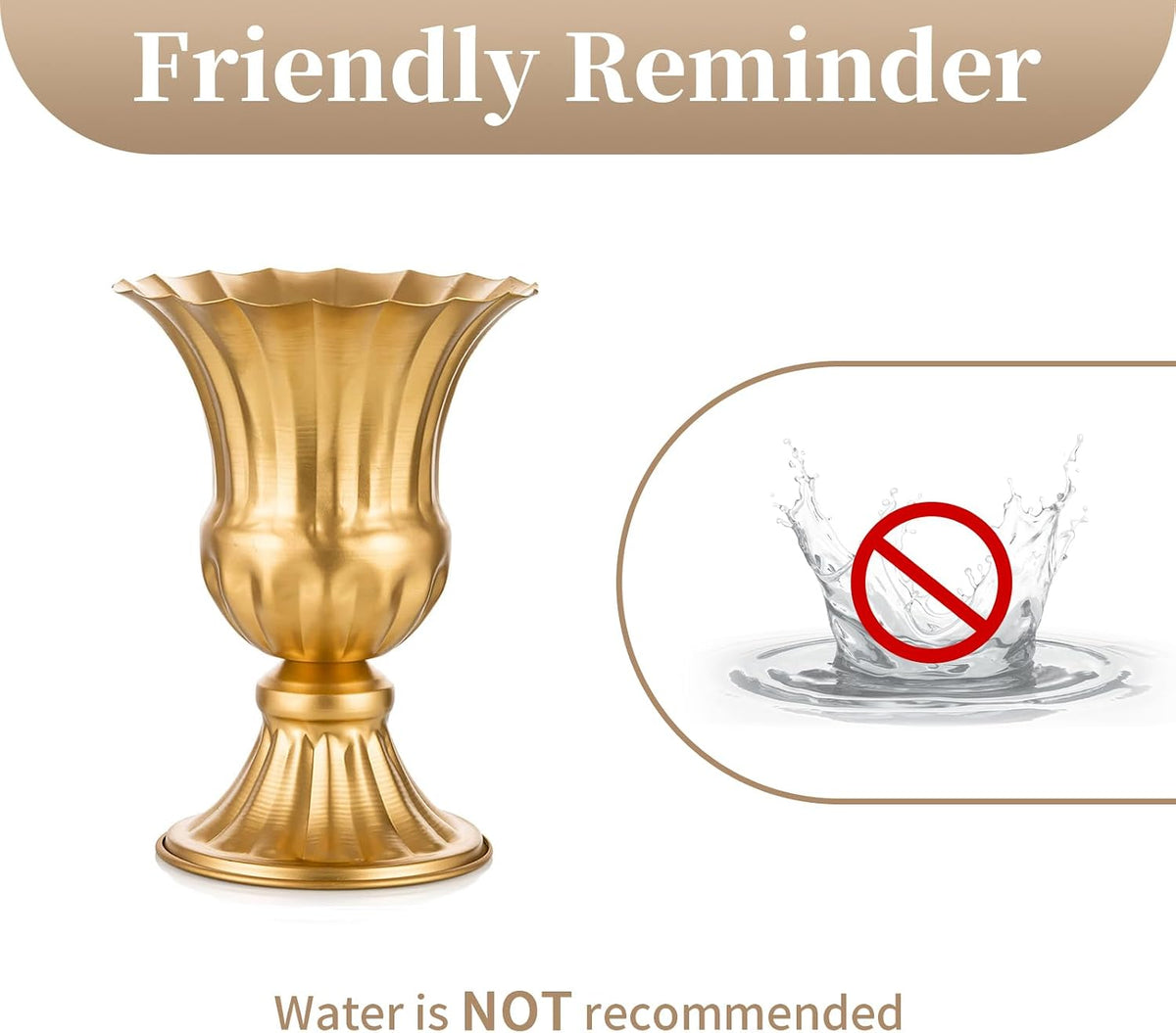 2‑Pcs Gold Metal Centerpiece Vases