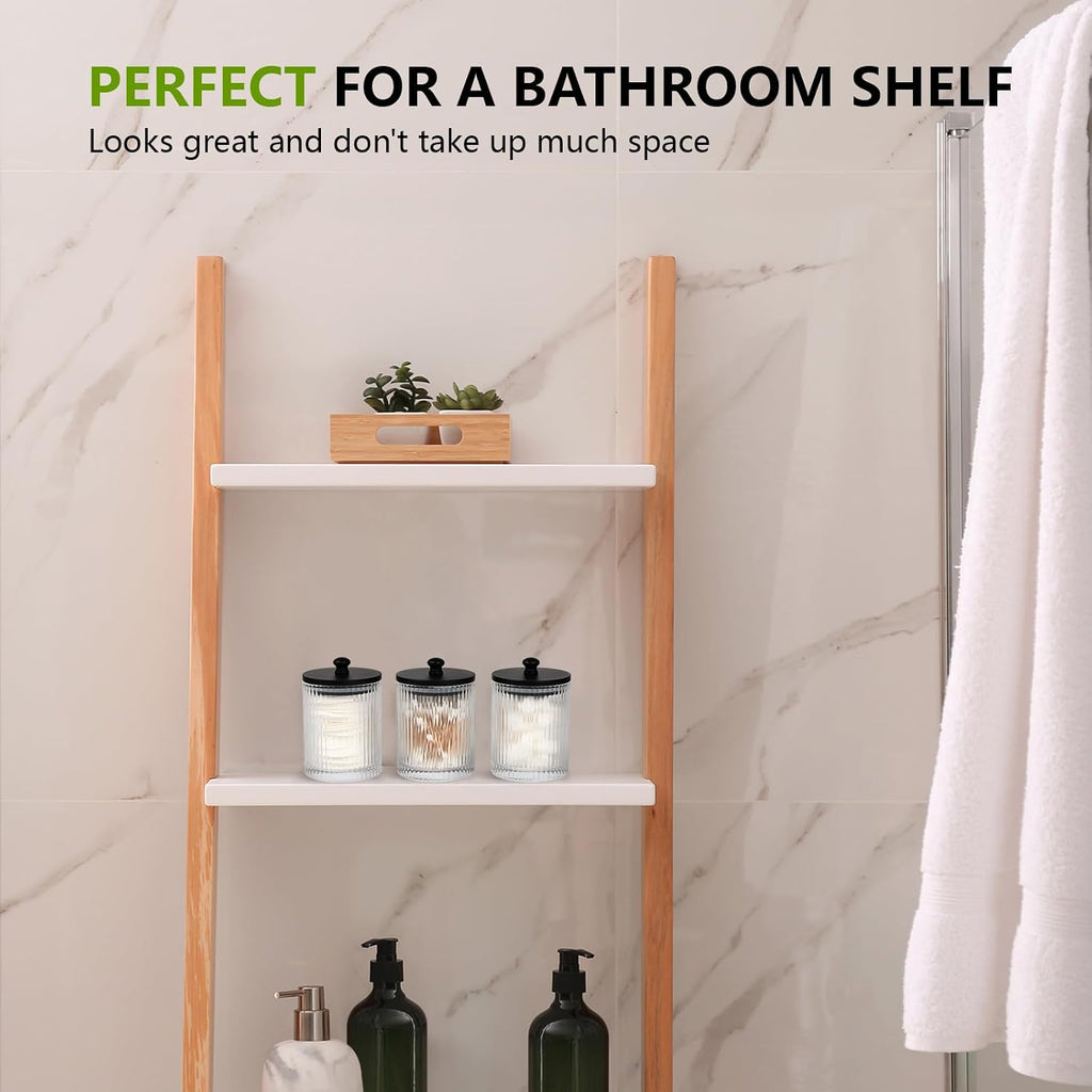 3‑Pack Clear Glass Bathroom Jars with Tray