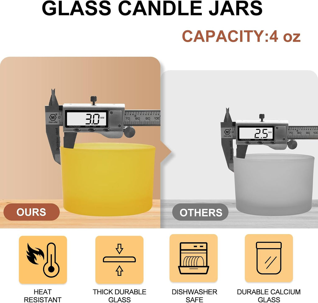 16‑Pack Frosted Yellow 4OZ Candle Jars