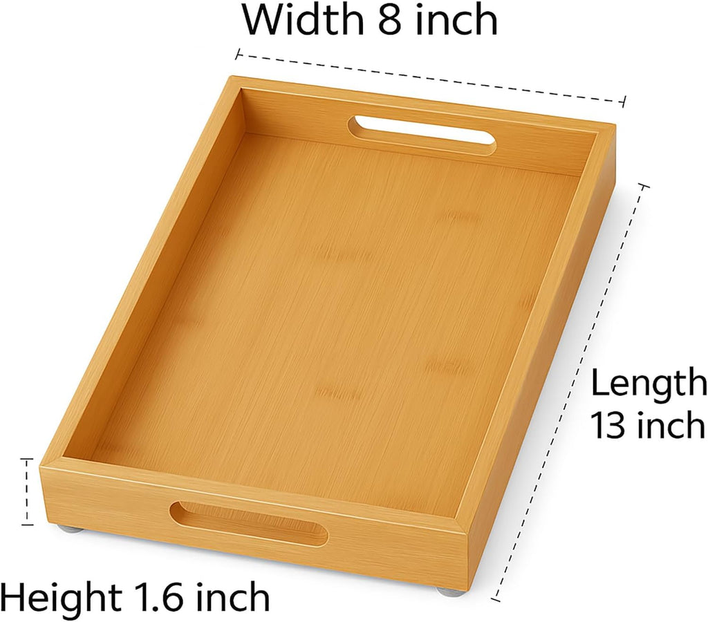 2‑Pack Natural Bamboo Spice Tray with Handles