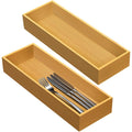 2‑Pack Stackable Bamboo Silverware Drawer Organizer