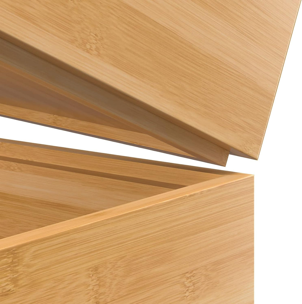 2‑Pack 15"x6"x2" Stackable Bamboo Silverware Drawer Organizer