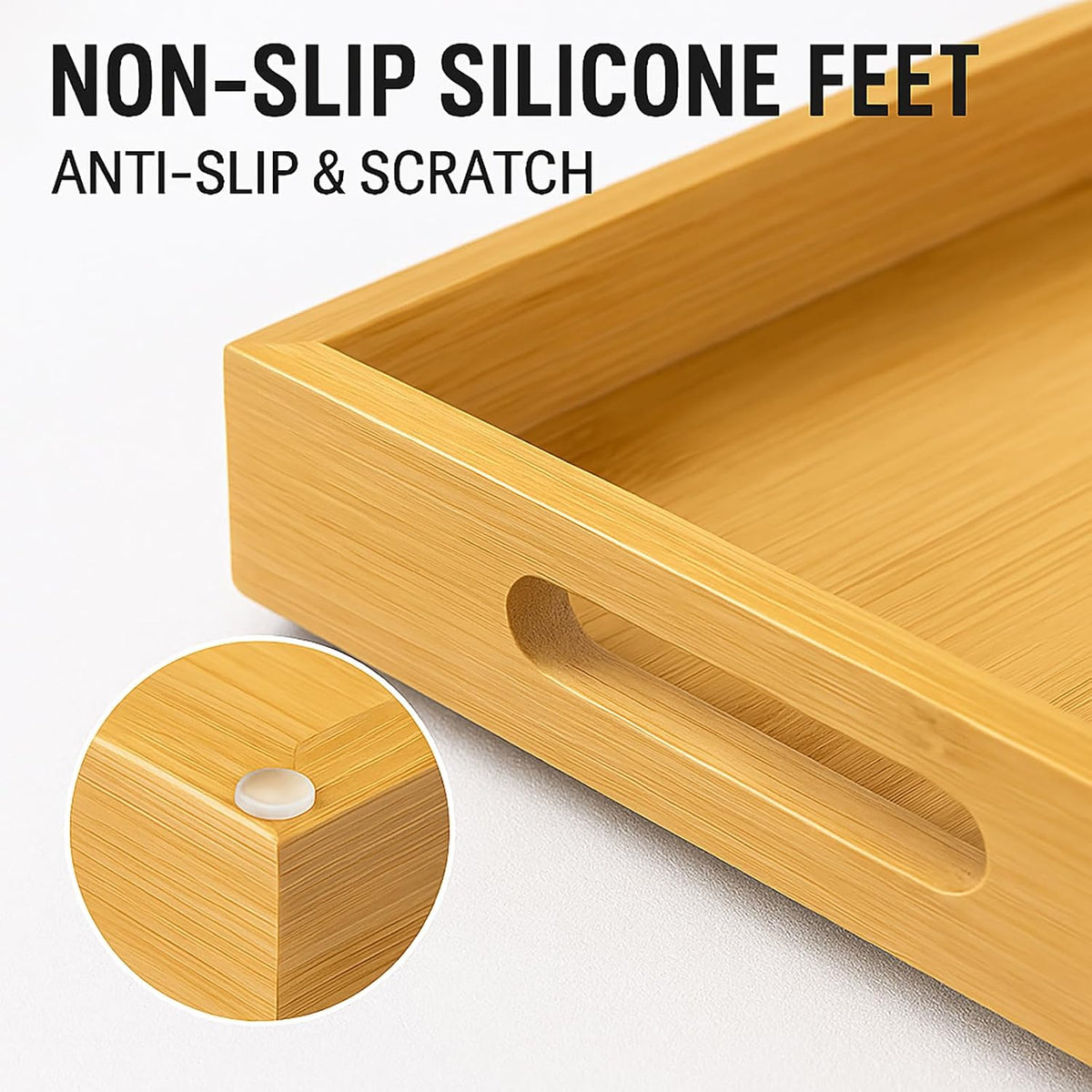 2‑Pack Natural Bamboo Spice Tray with Handles