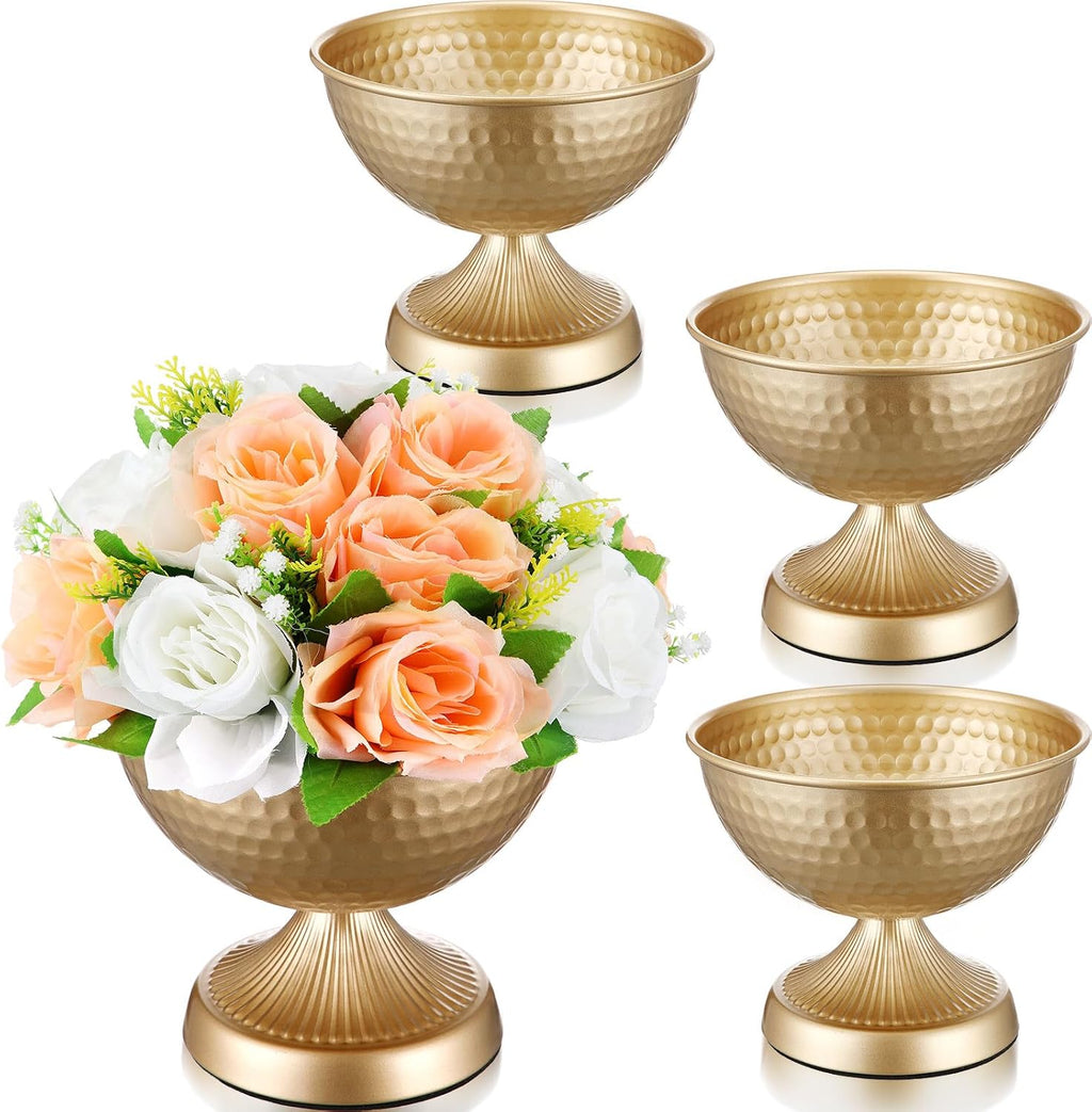 4‑Pcs 6‑Inch Gold Metal Urn Vases