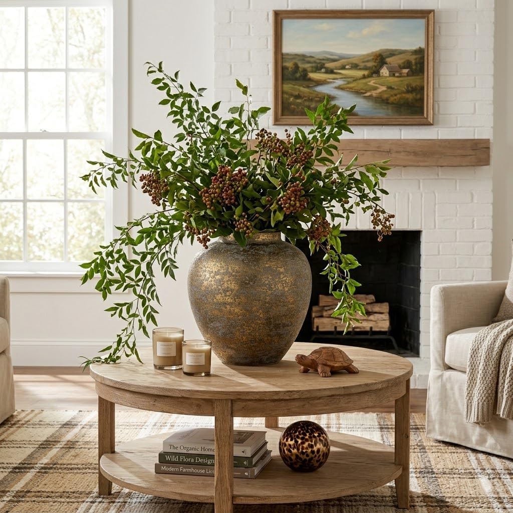 11.4" Large Round Metal Decorative Flower Vase