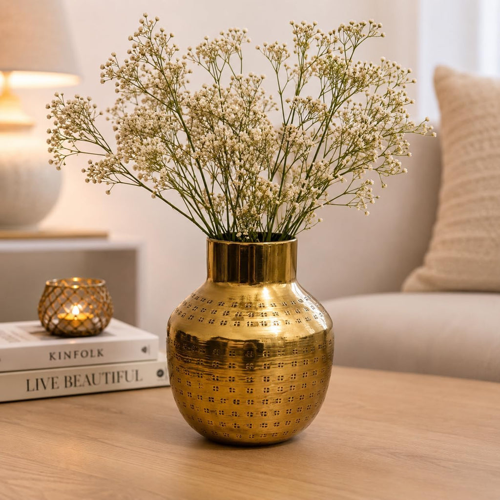 Gold Plated Hammered Iron Bud Vase