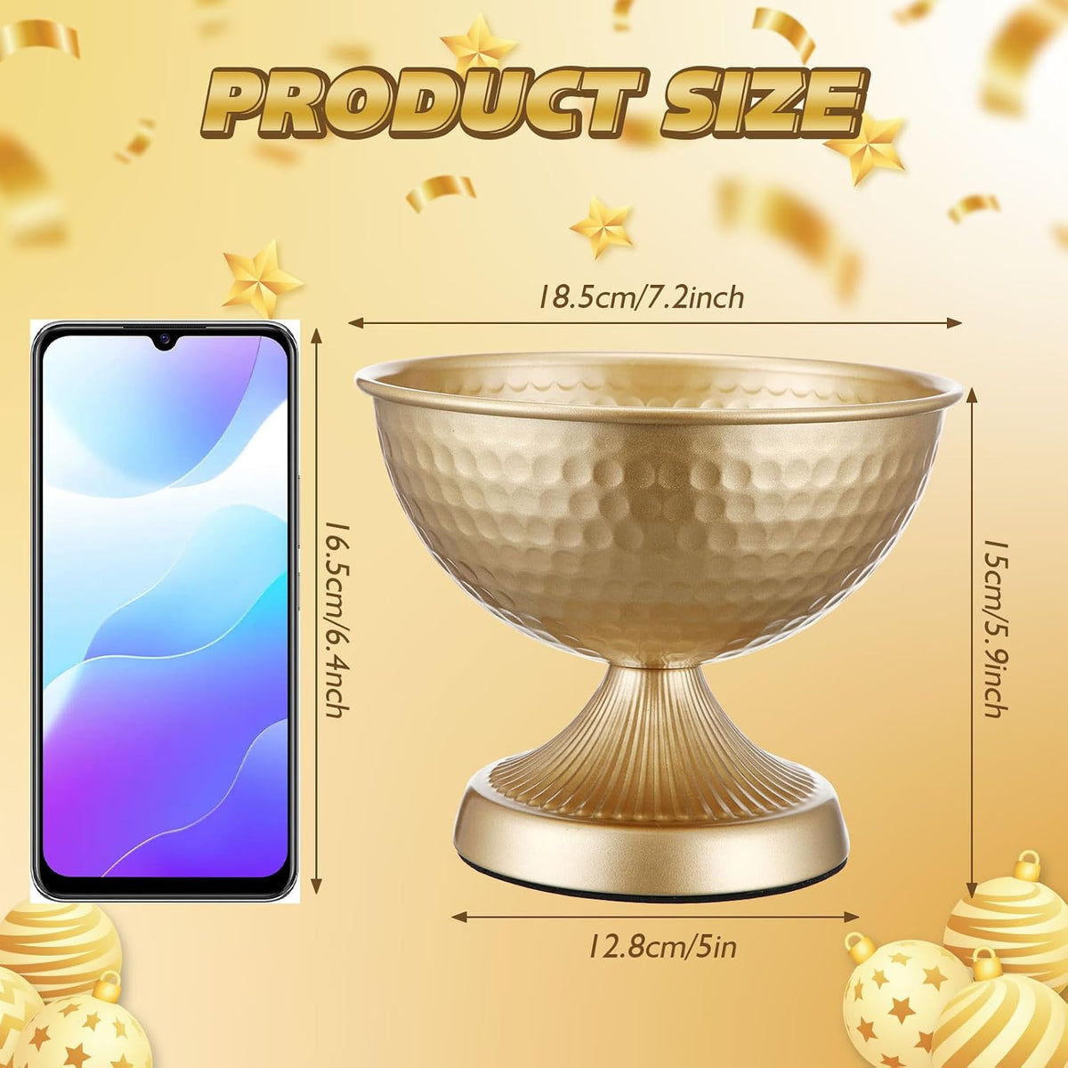 4‑Pcs 6‑Inch Gold Metal Urn Vases