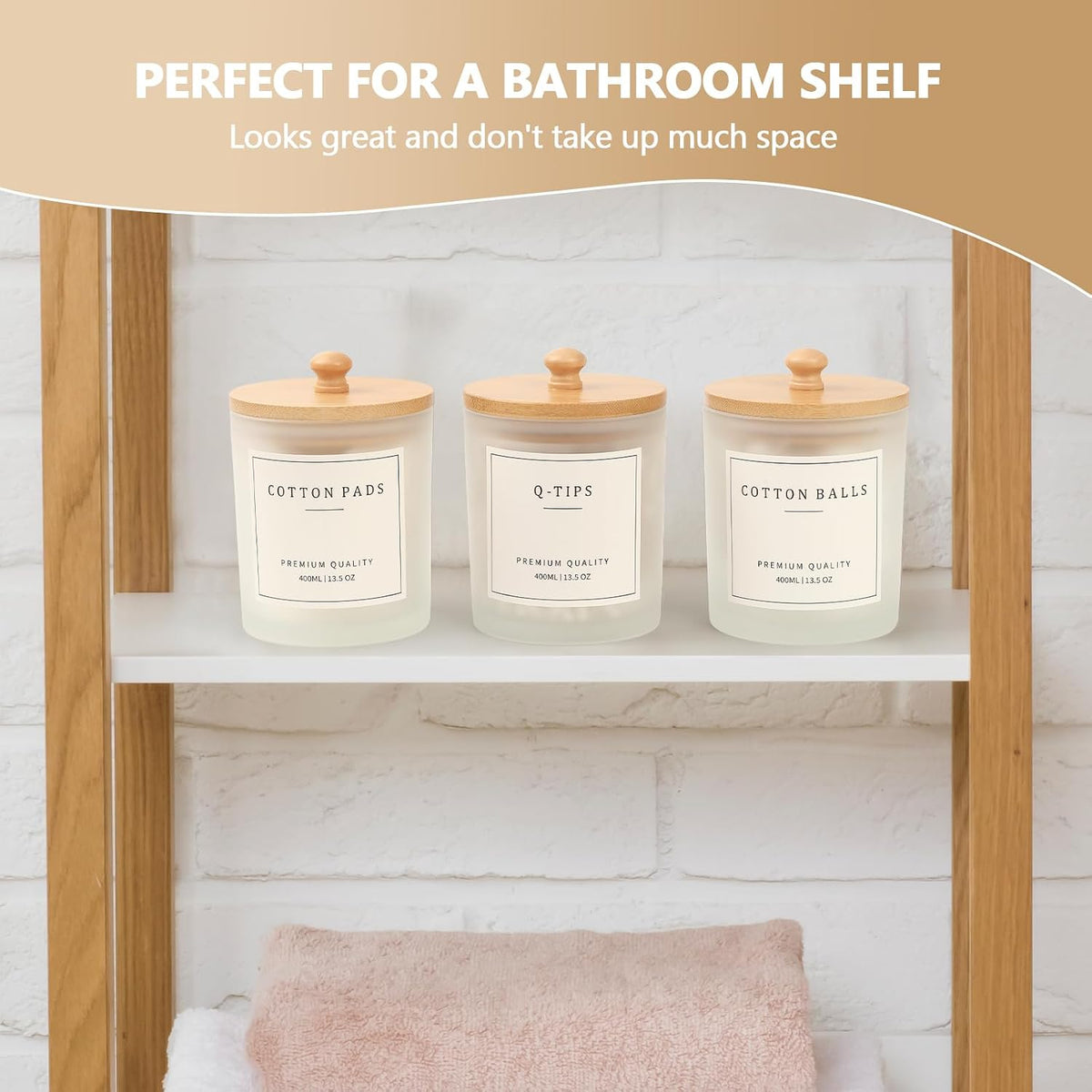 3 Pack Clear Glass Bathroom Jars with Tray