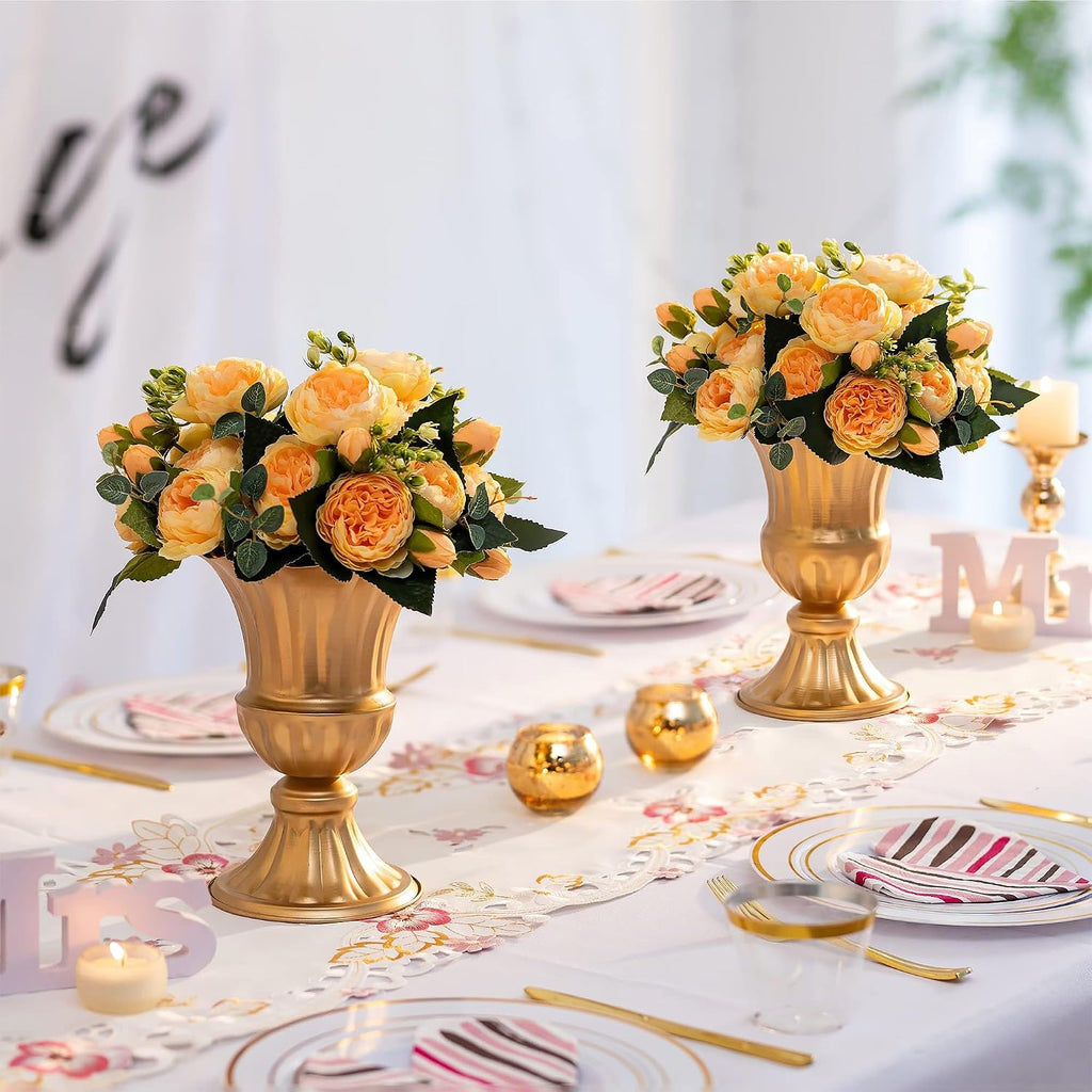2‑Pcs Gold Metal Centerpiece Vases