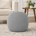 Light Gray Cable‑Knit Cotton Semi‑Round Pouf