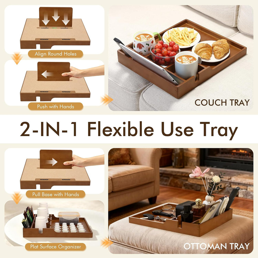 15.75"x13.38" Oversized Bamboo Couch Insert Table