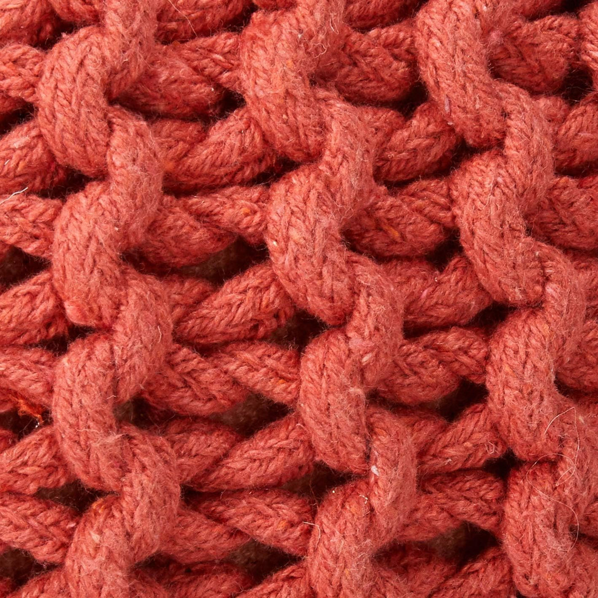 20" Terracotta Hand‑Knitted Round Cotton Pouf Ottoman