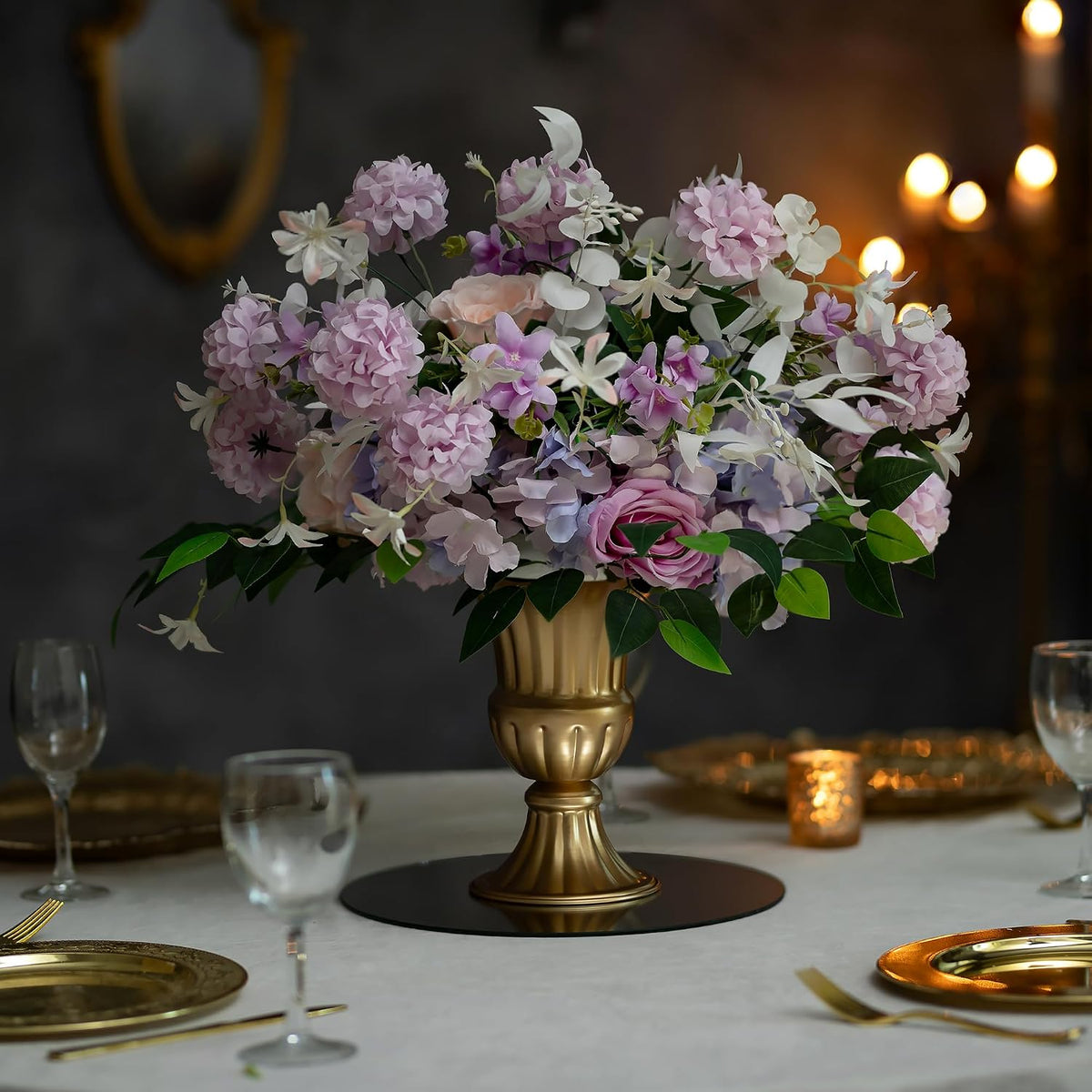 2‑Pcs Gold Metal Centerpiece Vases