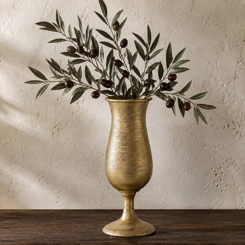 14.2" Vintage Gold Metal Farmhouse Vase