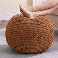 Small Orange Stuffed Round Pouf Ottoman Footrest