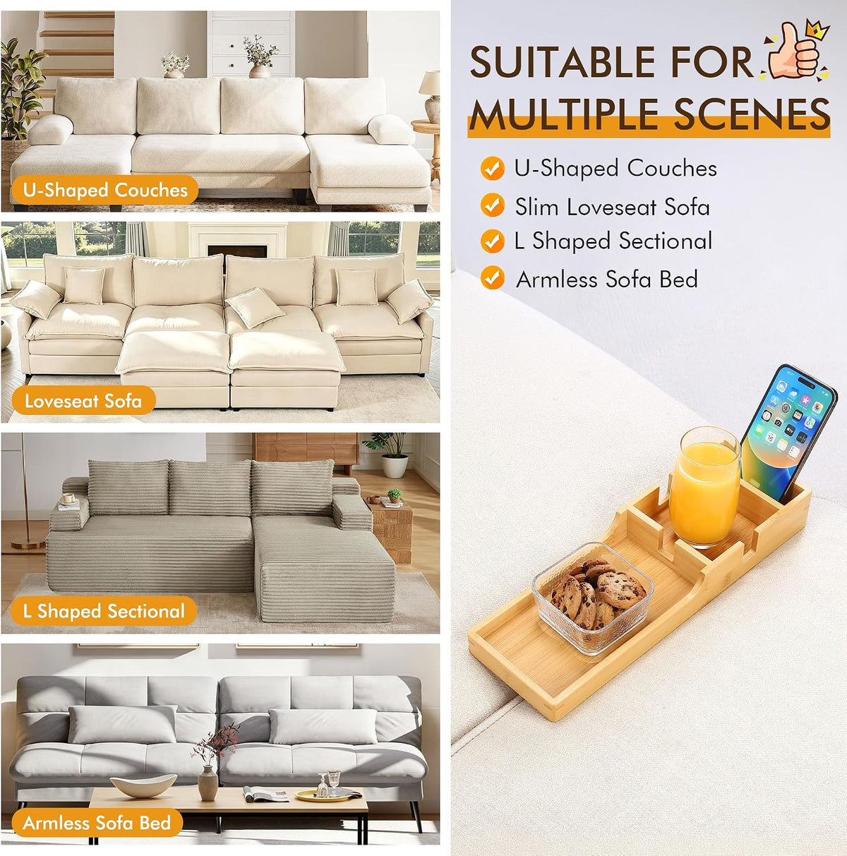 Boneless Couch Insert Tray for Desktop Vanity Decor