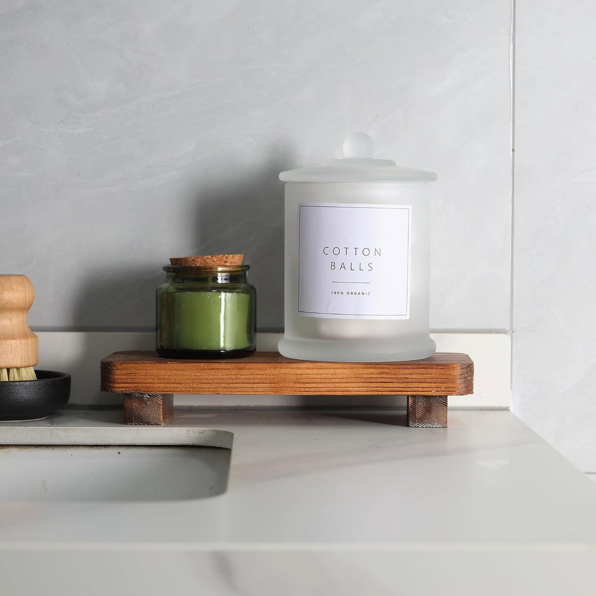 3‑Pack Frosted White Glass Bathroom Jars