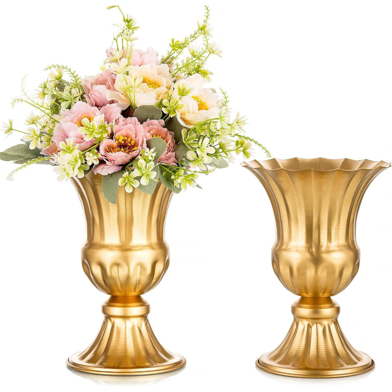 2‑Pcs Gold Metal Centerpiece Vases