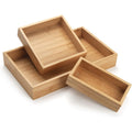 3‑Pack Shallow Bamboo Countertop Storage Tray