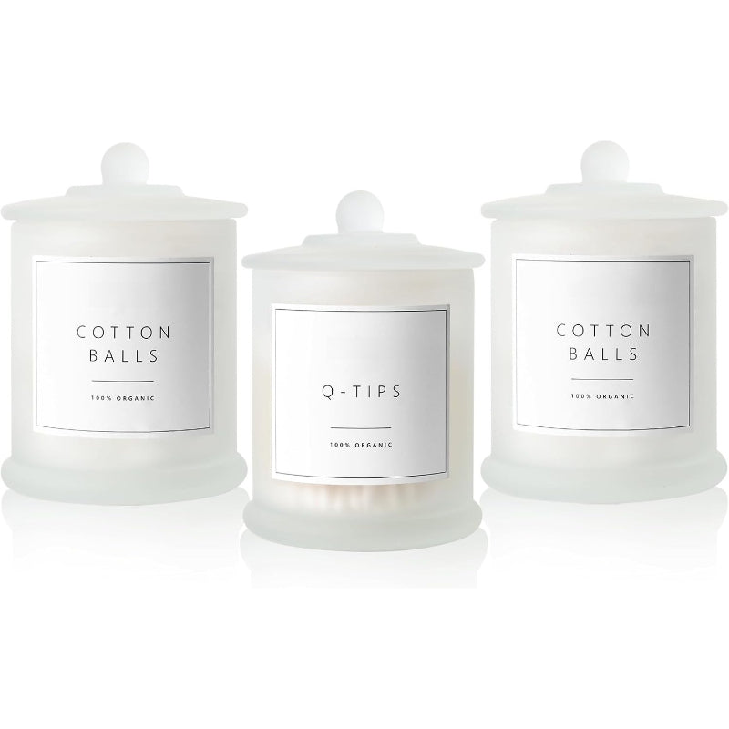 3‑Pack Frosted White Glass Bathroom Jars