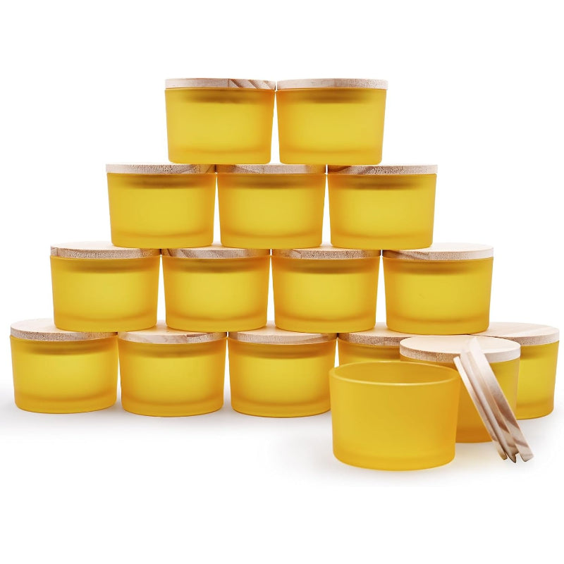 16‑Pack Frosted Yellow 4OZ Candle Jars